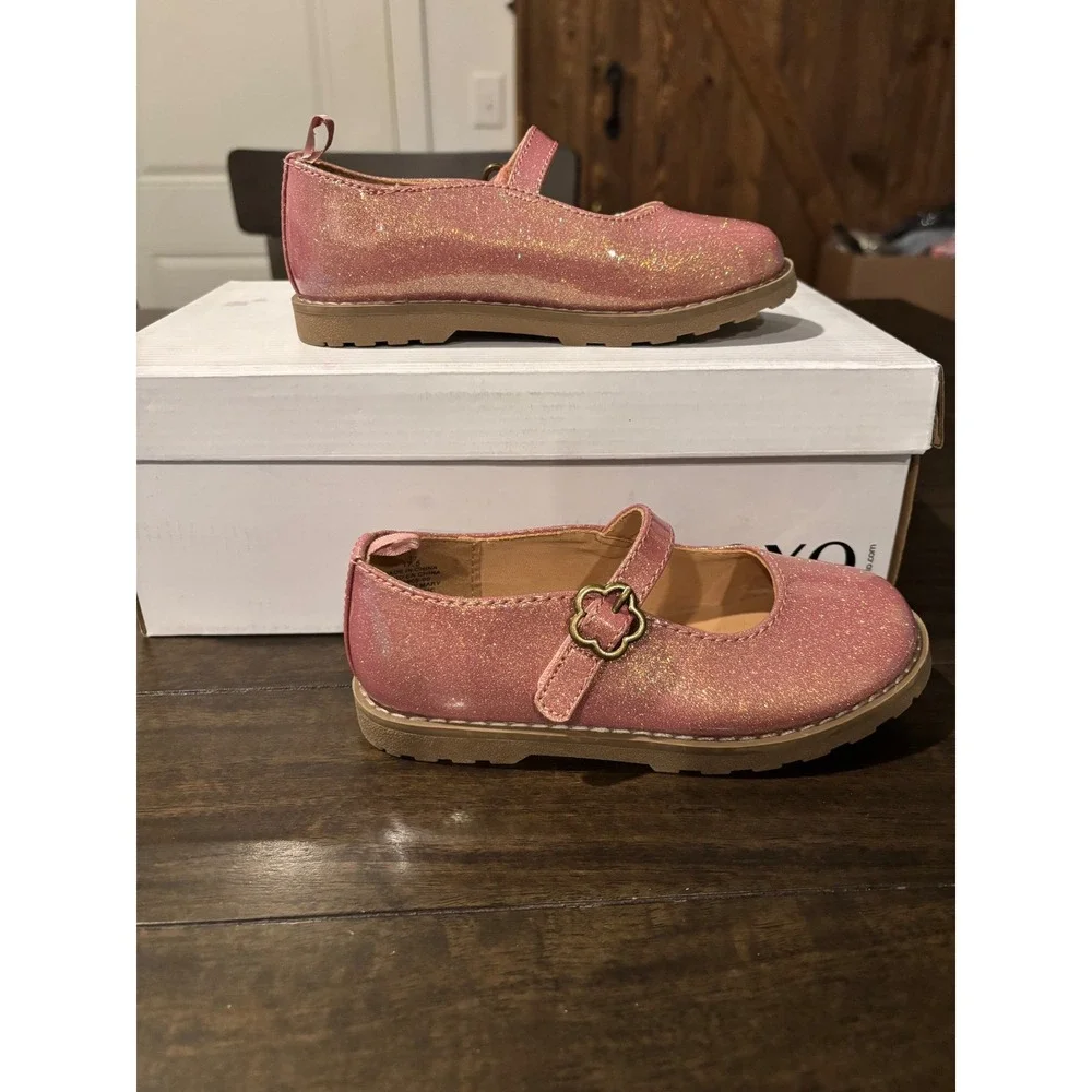 Old Navy Girls Pink Metallic Glitter Chunky Mary Jane Shoes Size 11 S/510605-00